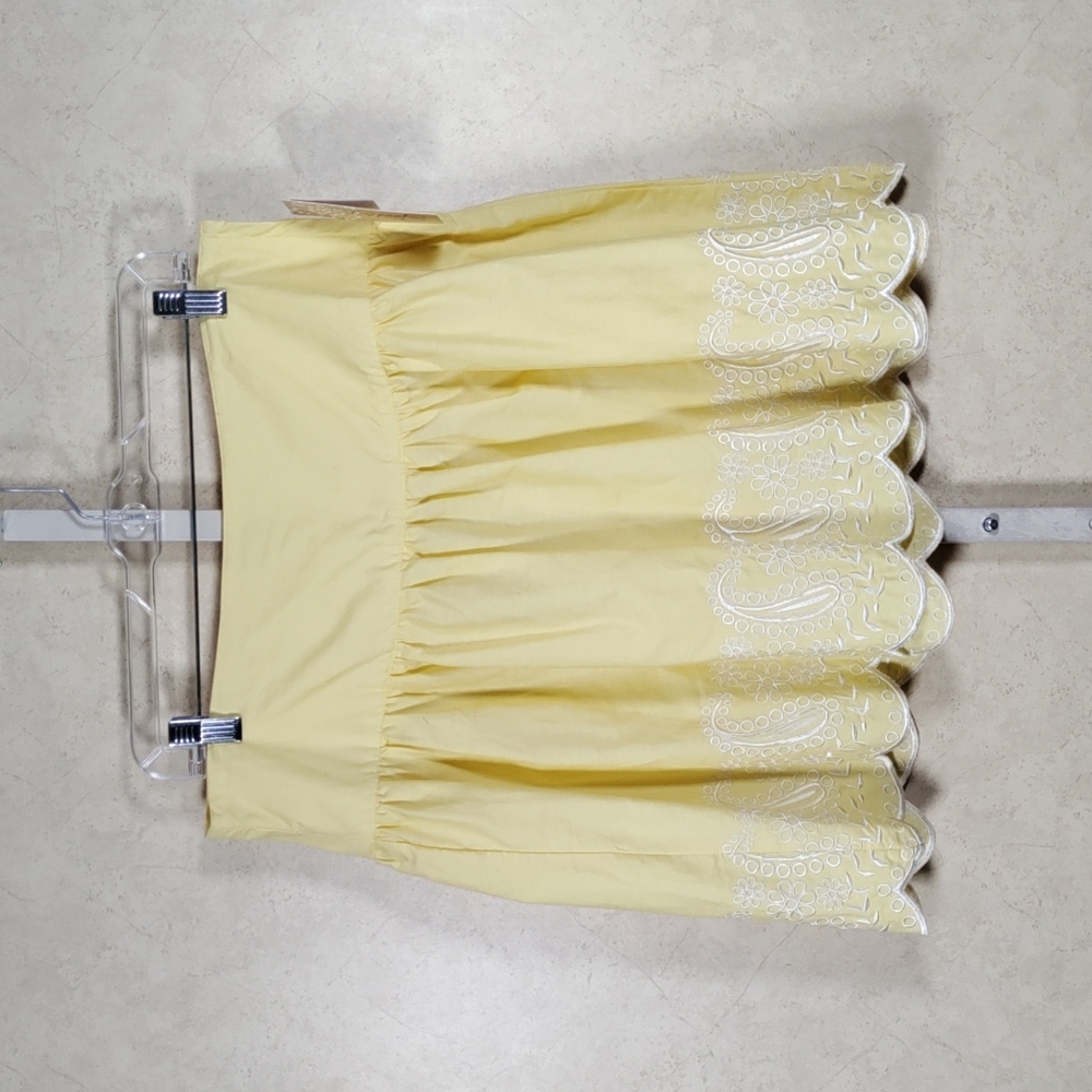 4182 Speechless yellow & white side zip skirt L NWT